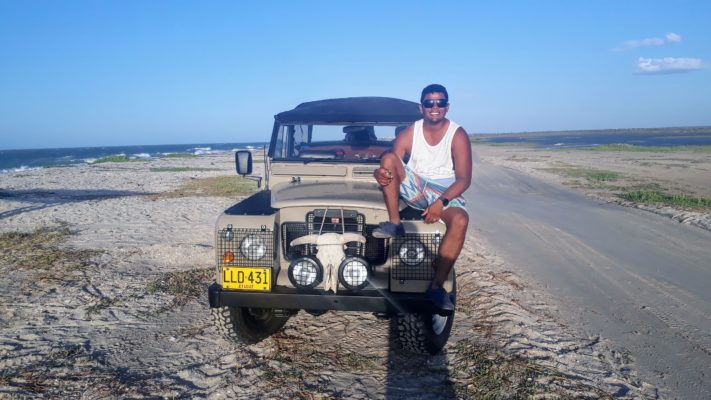 Martin on his Jeep at Mayapo Kitesurf Spot