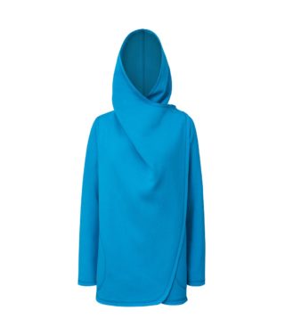 Damski niebieski płaszcz - zapięty