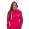 Kamila wearing surf hoodie big hood in pink shown from the front