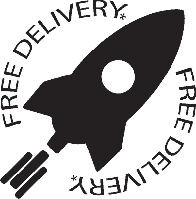 Showing A Rocket With Slogan Free Delivery