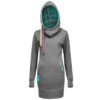 Evokaii Women Surf Style Long Tailed Hoodie - Freestyle Grey-Blue Front
