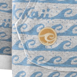 Oversized Hoodie with Surf Wave Pattern and Kangoo Pockets - Waves Pocket Logo Picture