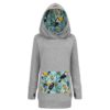 Long Cotton Surf Hoodie Grey With Tropical Toucan Design Front
