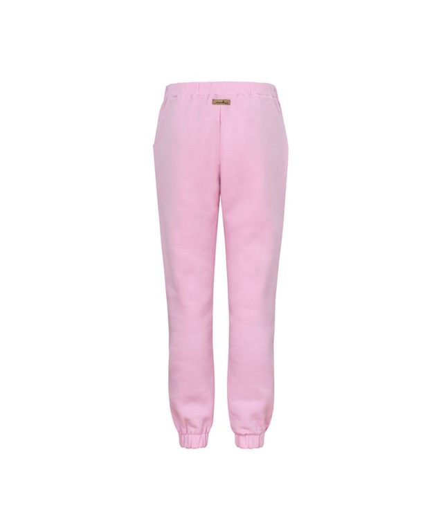 Comfortable Light Pink Sweatpants Back With Pink Feathers Print Inside