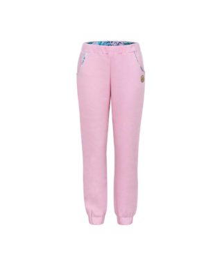 Comfortable Light Pink Surfer Sweatpants Front With Pink Feathers Print Inside