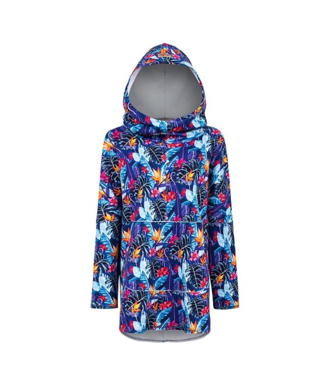 Oversized Hoodie with Kangoo Pockets - Tropical Flower Design