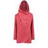 Hooded coat in pink with hood up closed with button for surf adventures