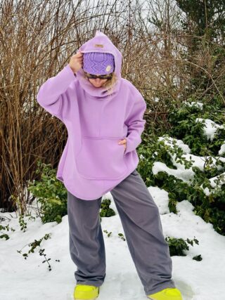 Oversized Kangoo Hoodie Liliowa